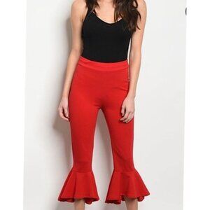 NWOT Vintage Style  Red  Capri  Cropped  bell hem Pant.